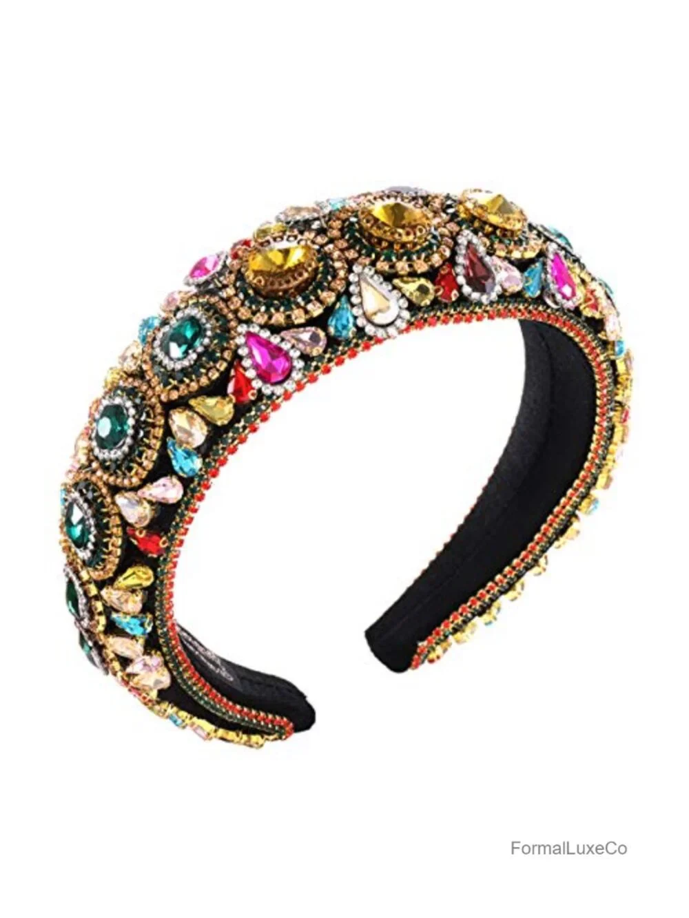 Rhinestone Padded Headband Baroque Crystal Embellished Hair Accessory for Women